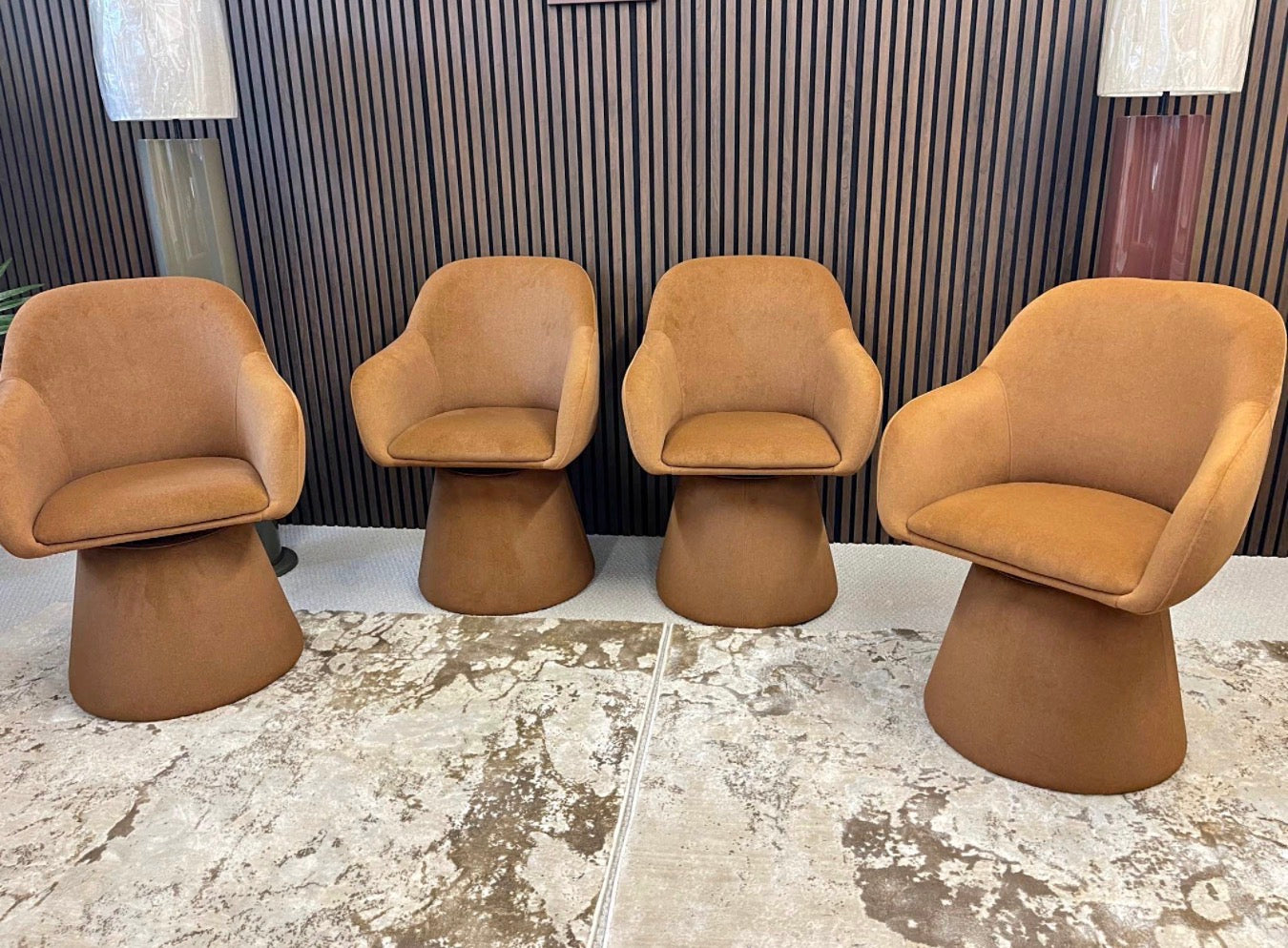 Herman Swivel Carver Dining Chairs x4
