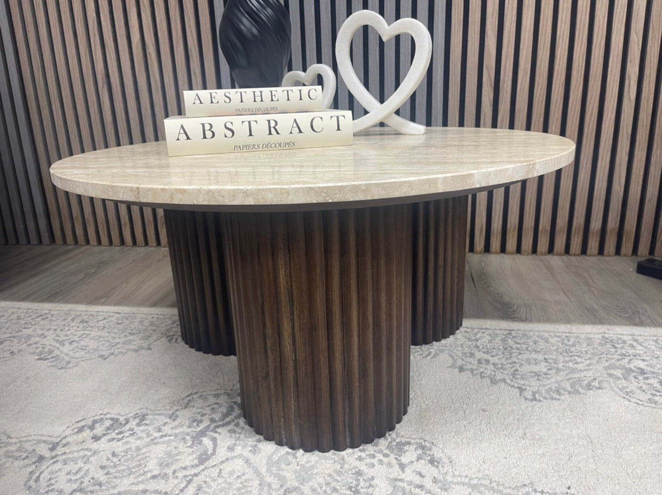 Natural Travertine Skylar Round Coffee Table