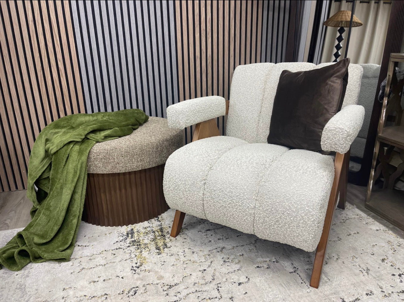 Paulo Speckled Stone Boucle Armchair