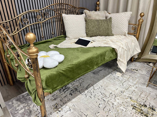 Antique Brass Effect Day Bed With Mattress