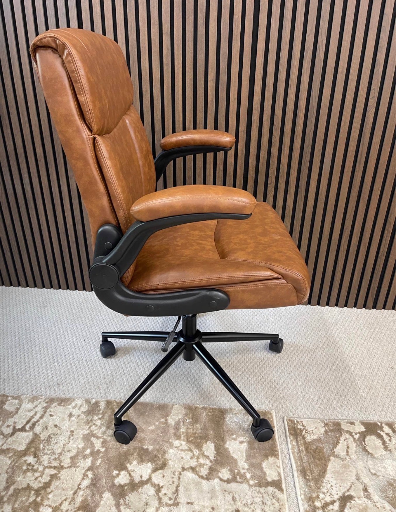 Tan Faux Leather Office Chair