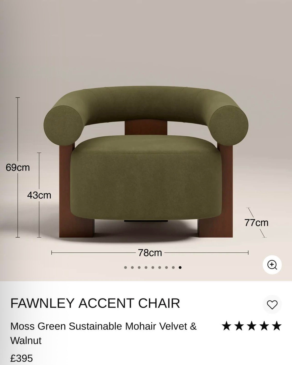 Fawnley Moss Green Mohair Velvet Armchair