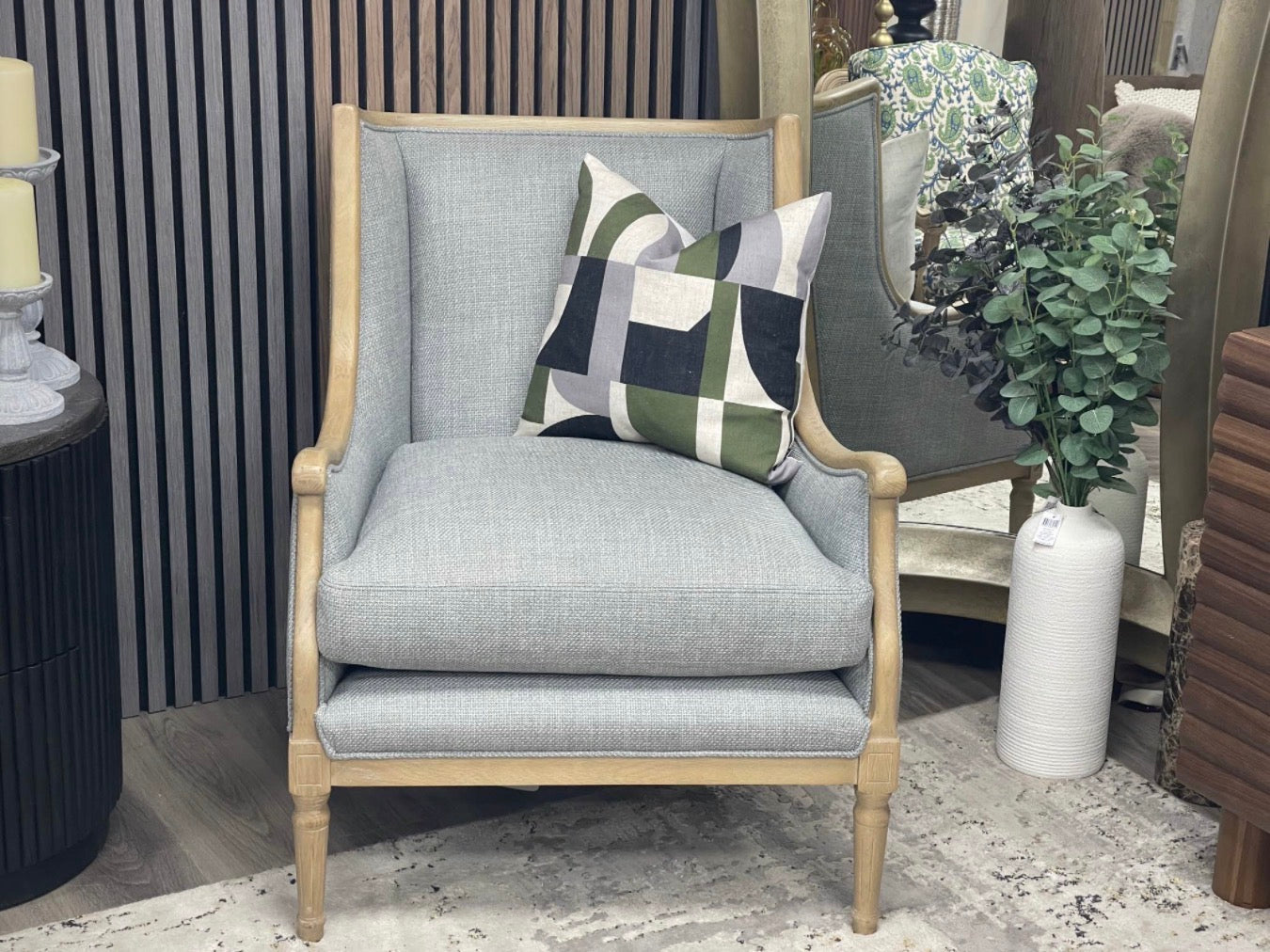 Windsor Oak French Style  Armchair In Swedish Grey