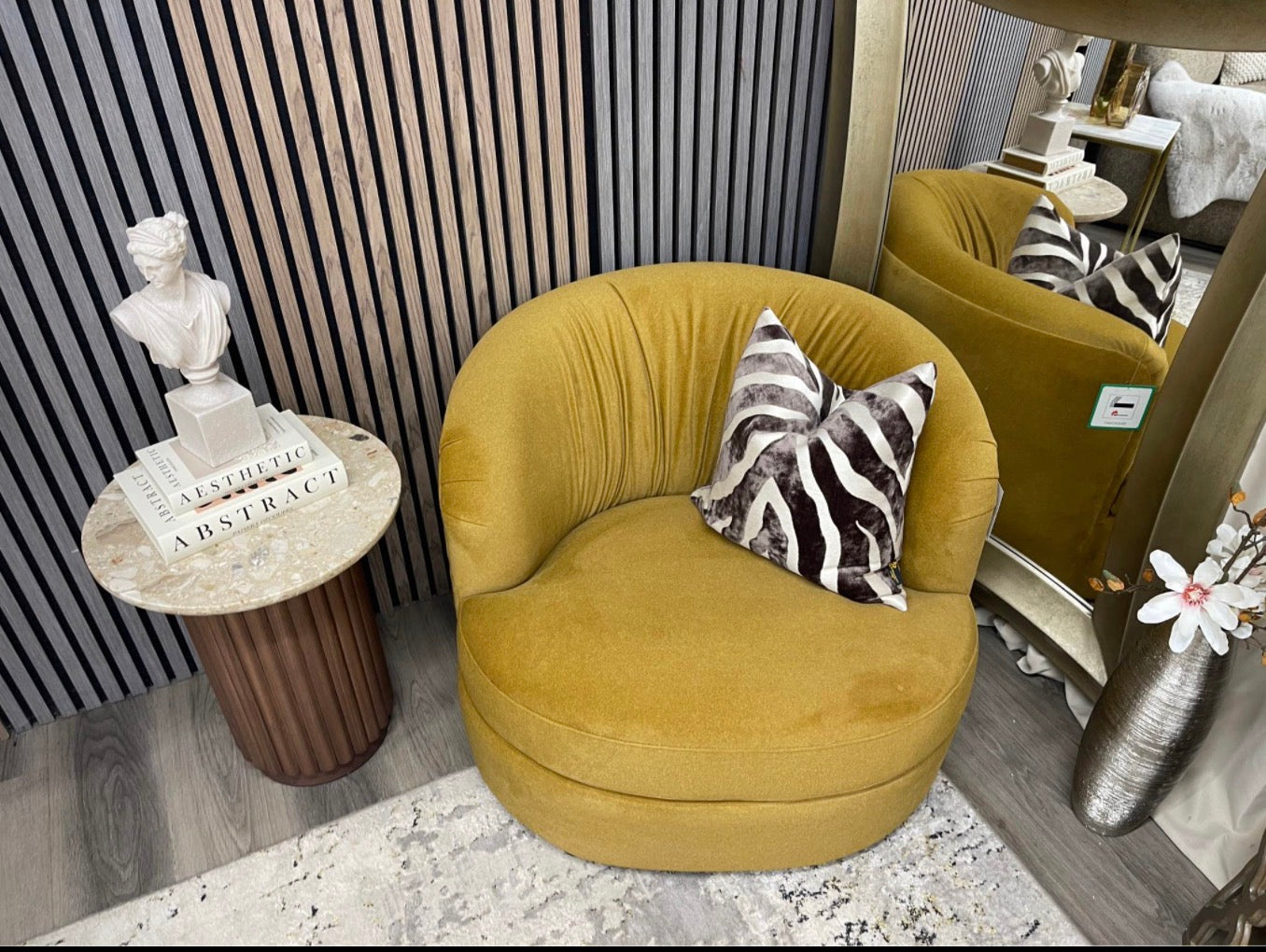 Portland Mohair Mustard Accent Chair