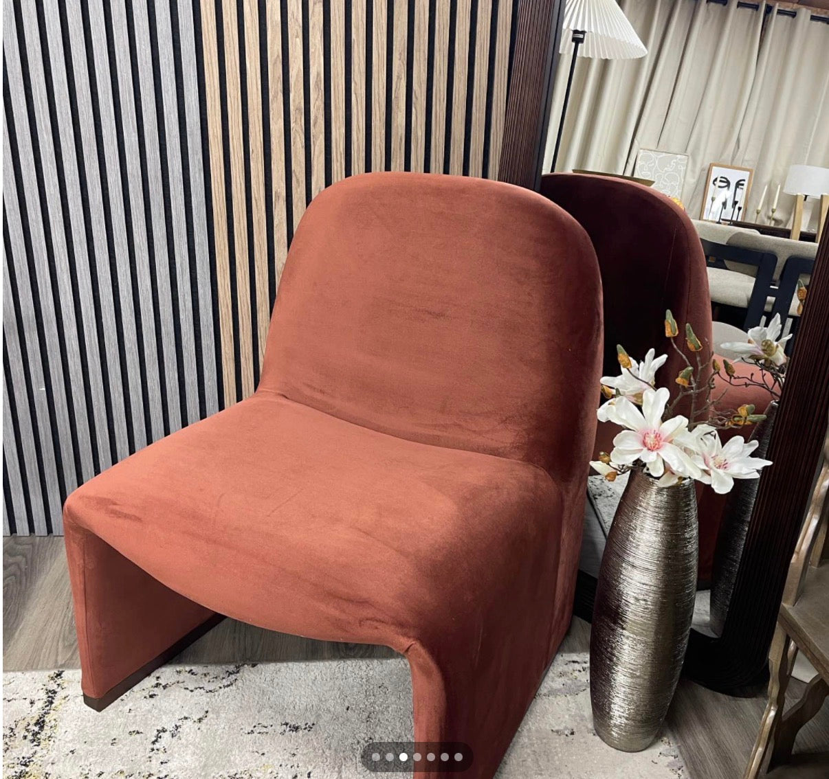 Arlet Rust Red Velvet Accent Chair