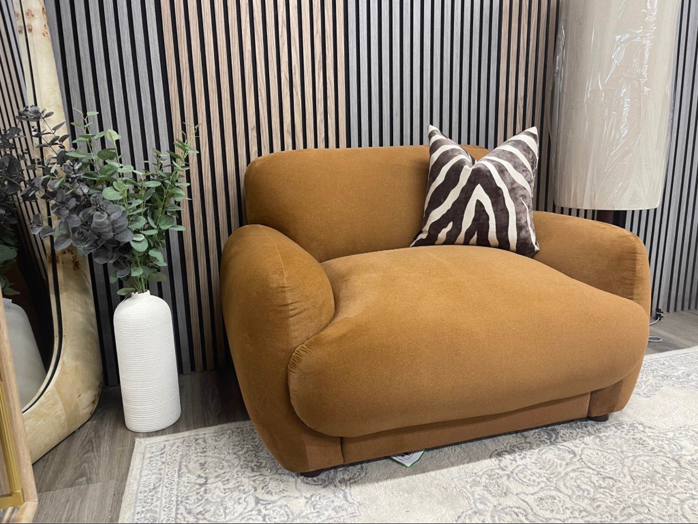 Cloud Caramel Mohair Velvet Armchair