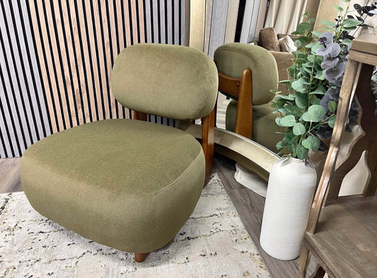 Moss Green Didsbury Mohair And Walnut Accent Chair