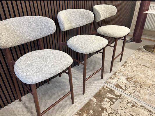 Halston Speckled Stone Boucle Kitchen Stools X3
