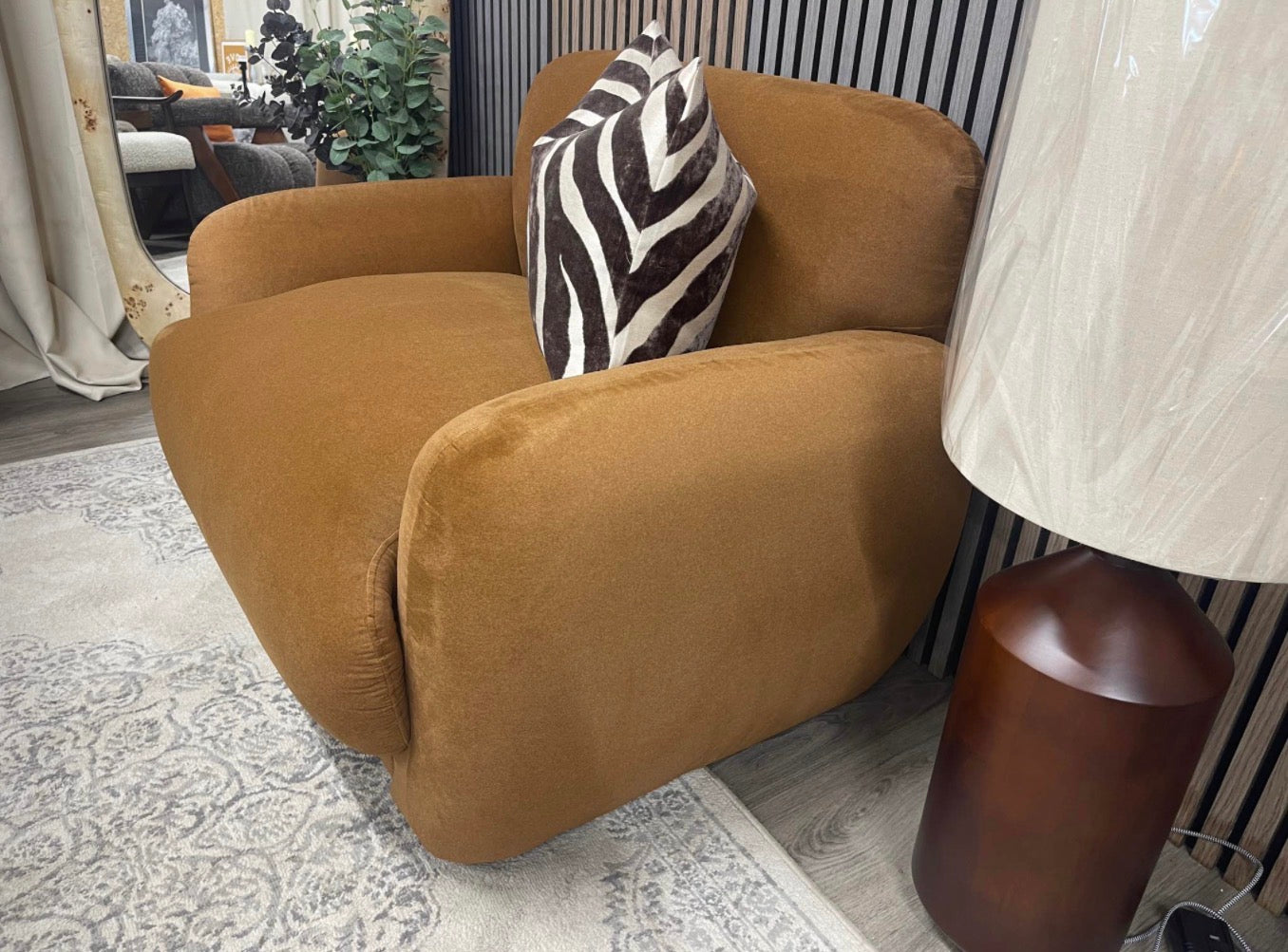 Cloud Caramel Mohair Velvet Armchair