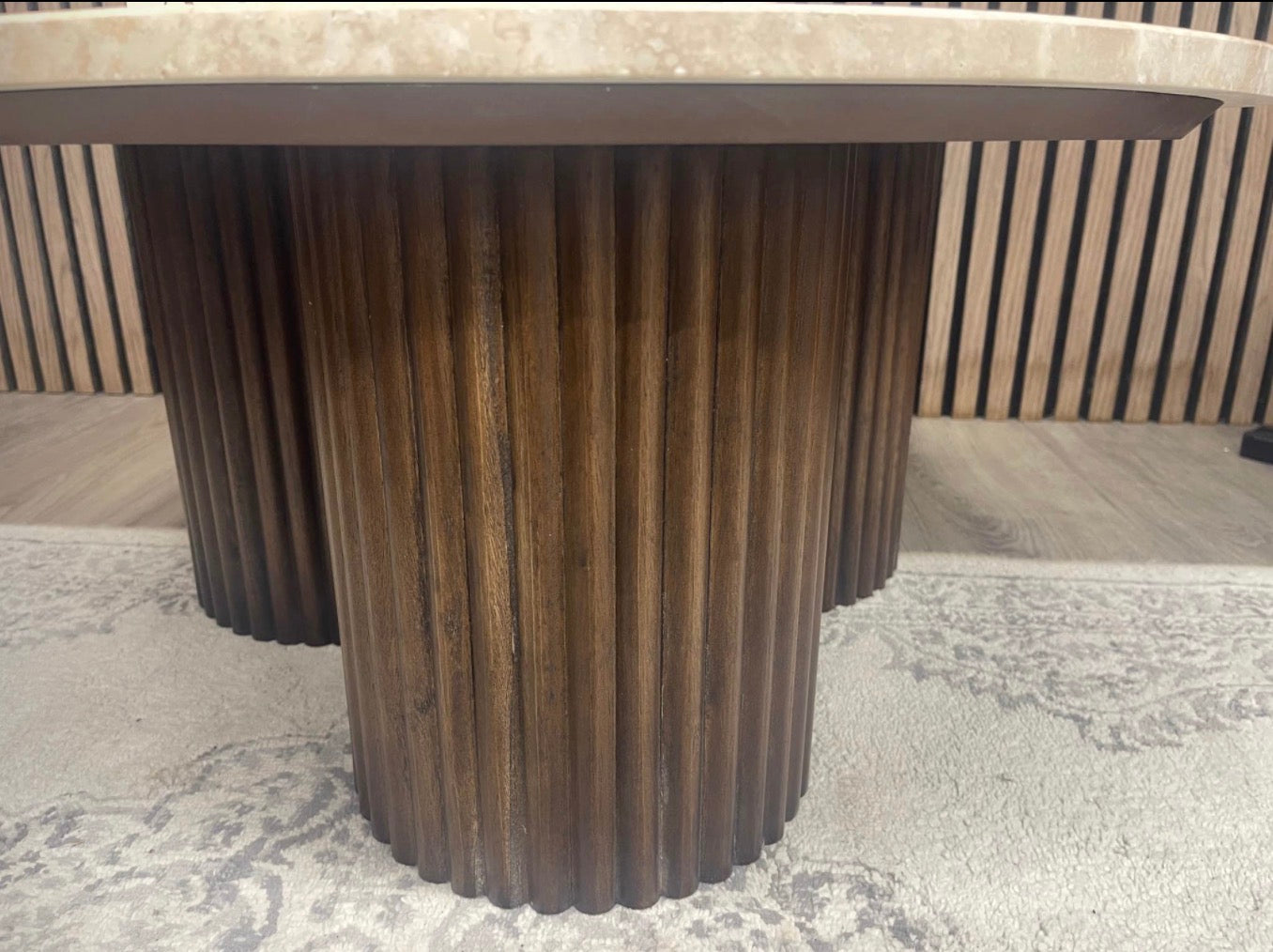 Natural Travertine Skylar Round Coffee Table