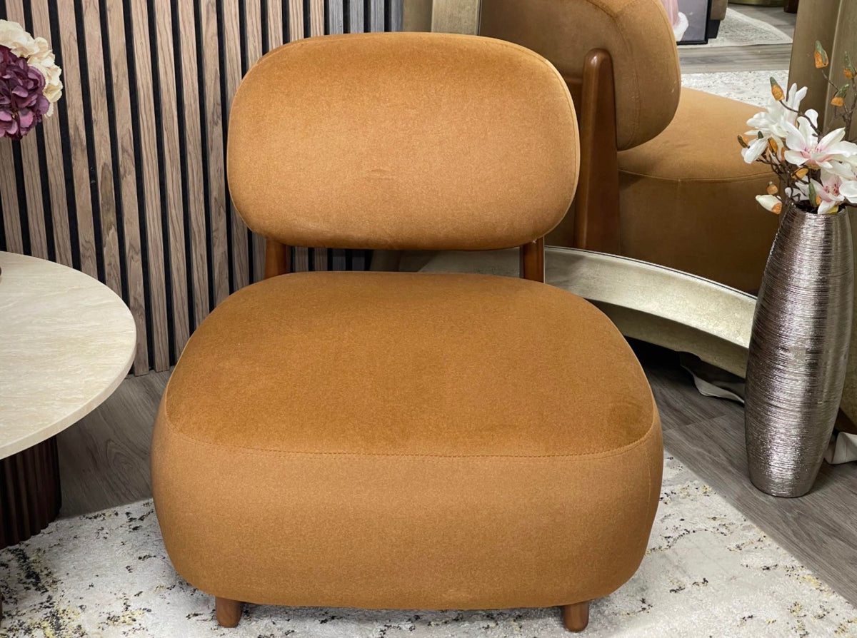 Didsbury Caramel Brown Mohair and Walnut Accent Chair