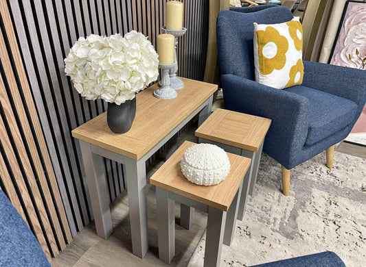 Next Malvern Dove Grey Nest Of 3 Side Tables