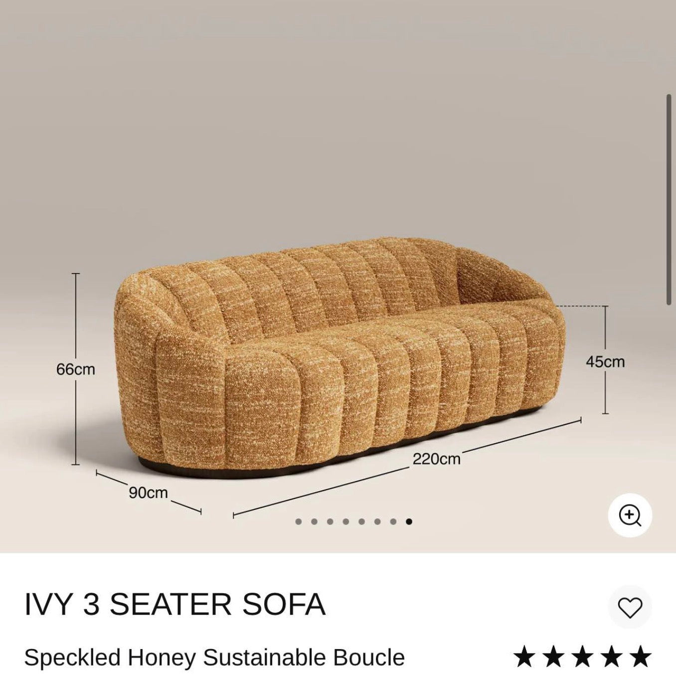 Ivy Speckled Honey Boucle 3 Seater Sofa