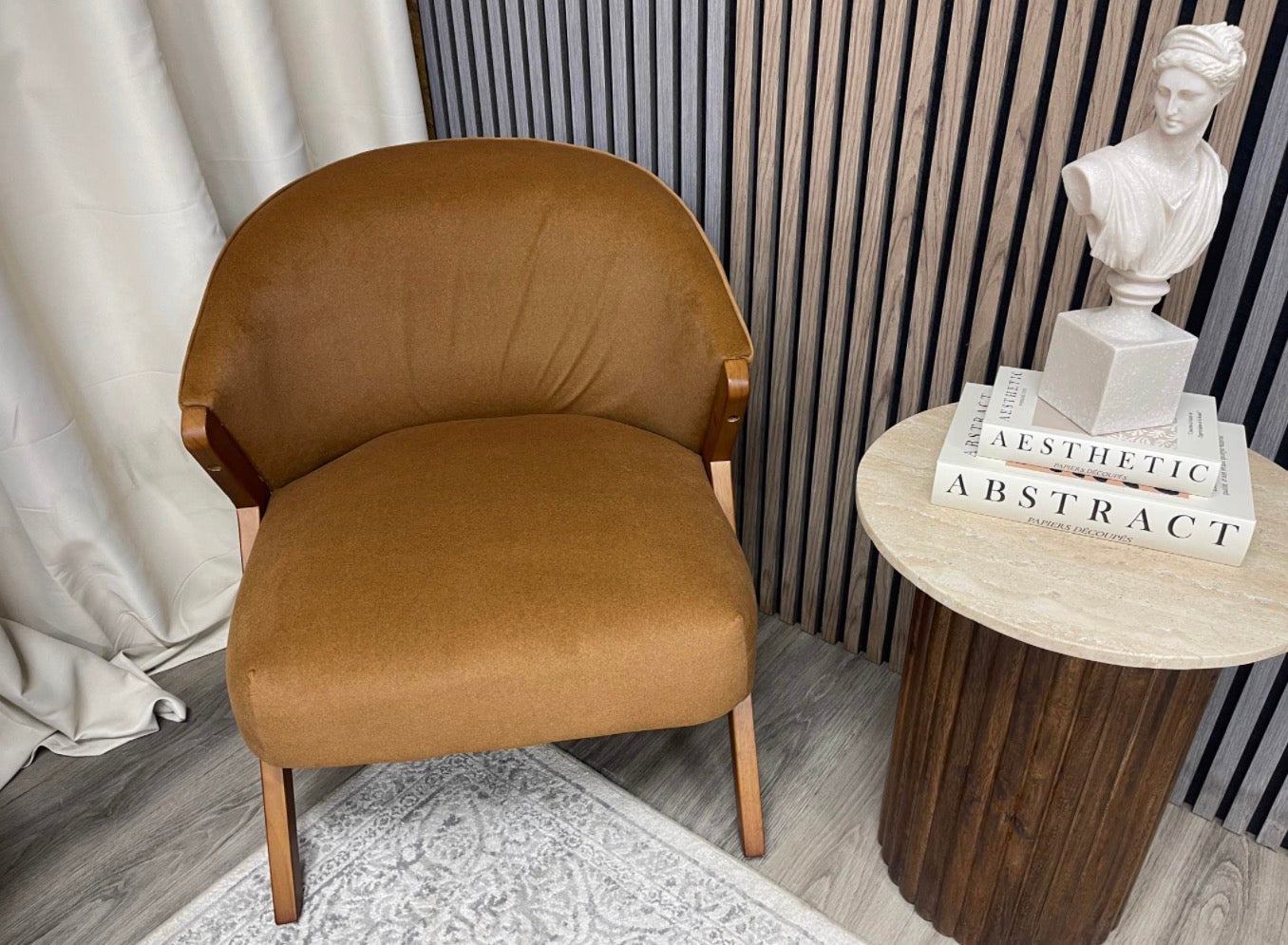 Kira Caramel Velvet Accent Chair