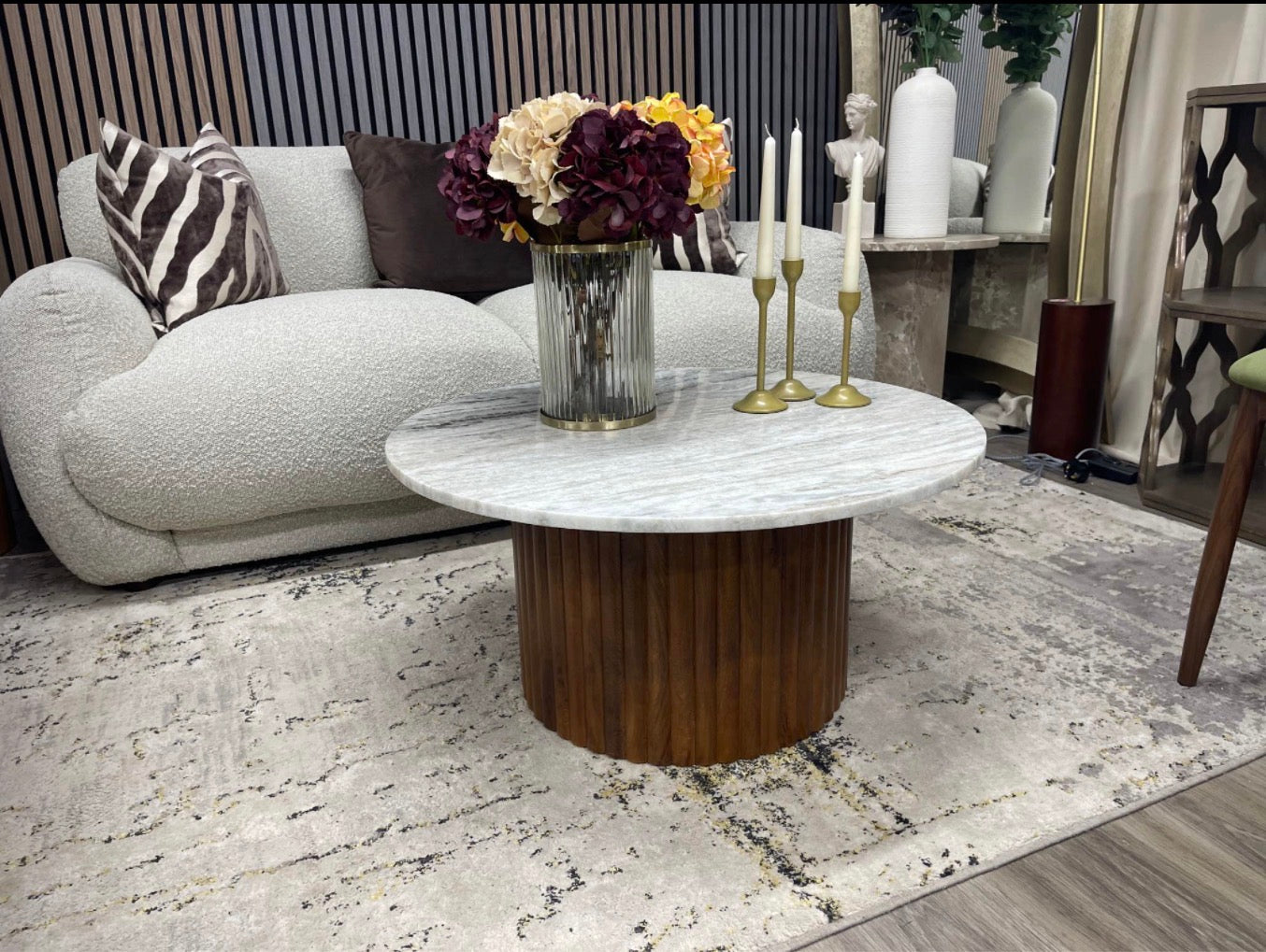 Grey Marble Round Coffee Table