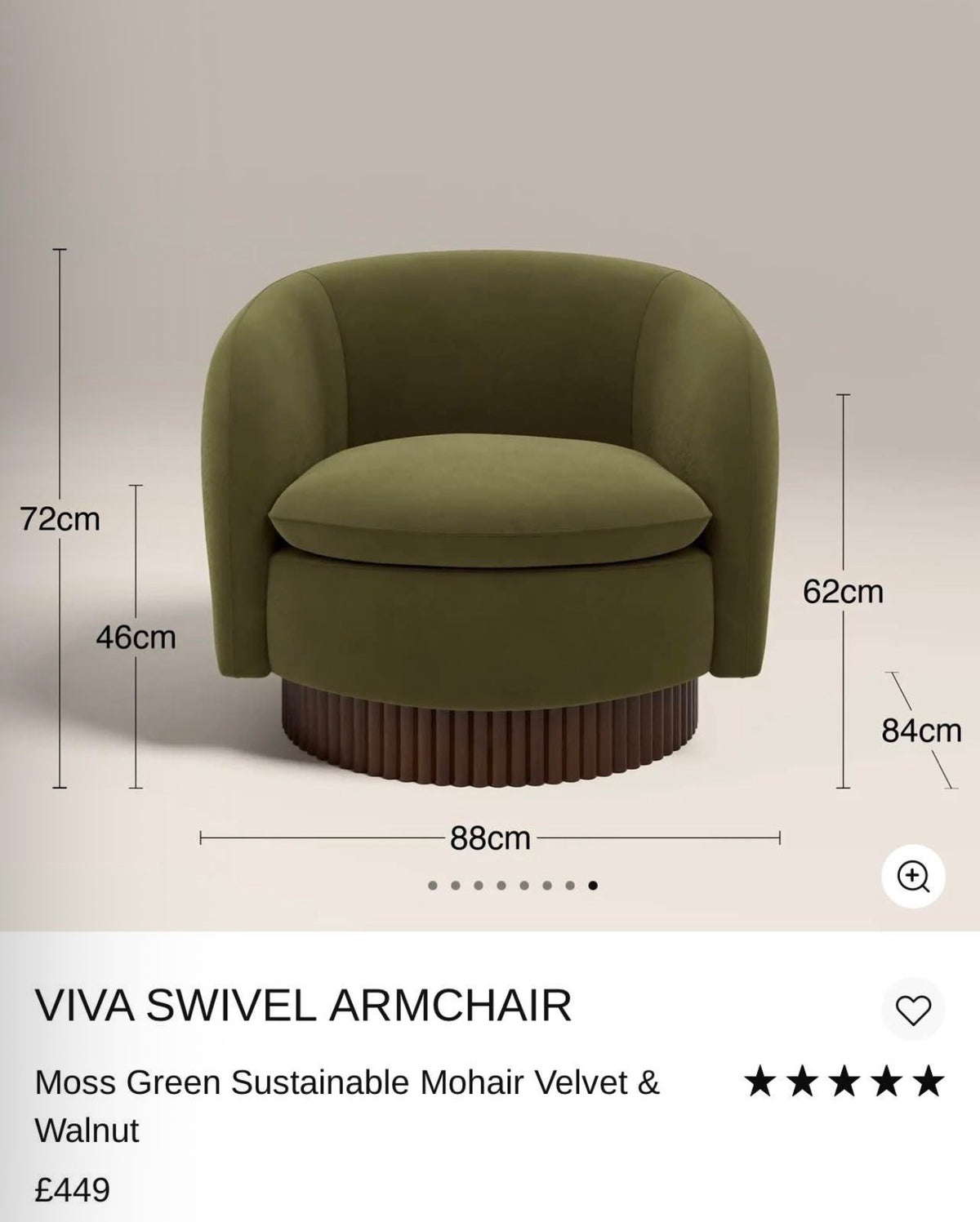 Viva Mohair Velvet Swivel Chair