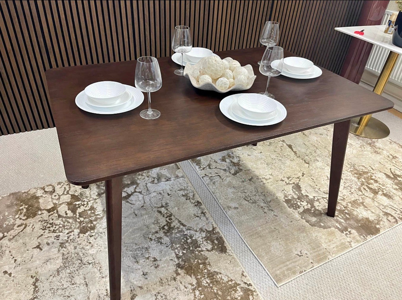 Rectangle Wooden Dining Table In Walnut Finish