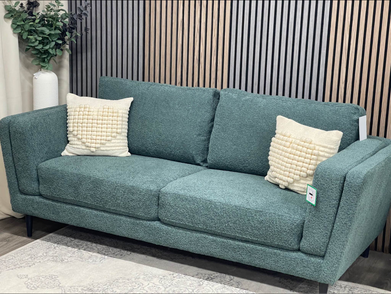 Teal Boucle 3 Seater Sofa