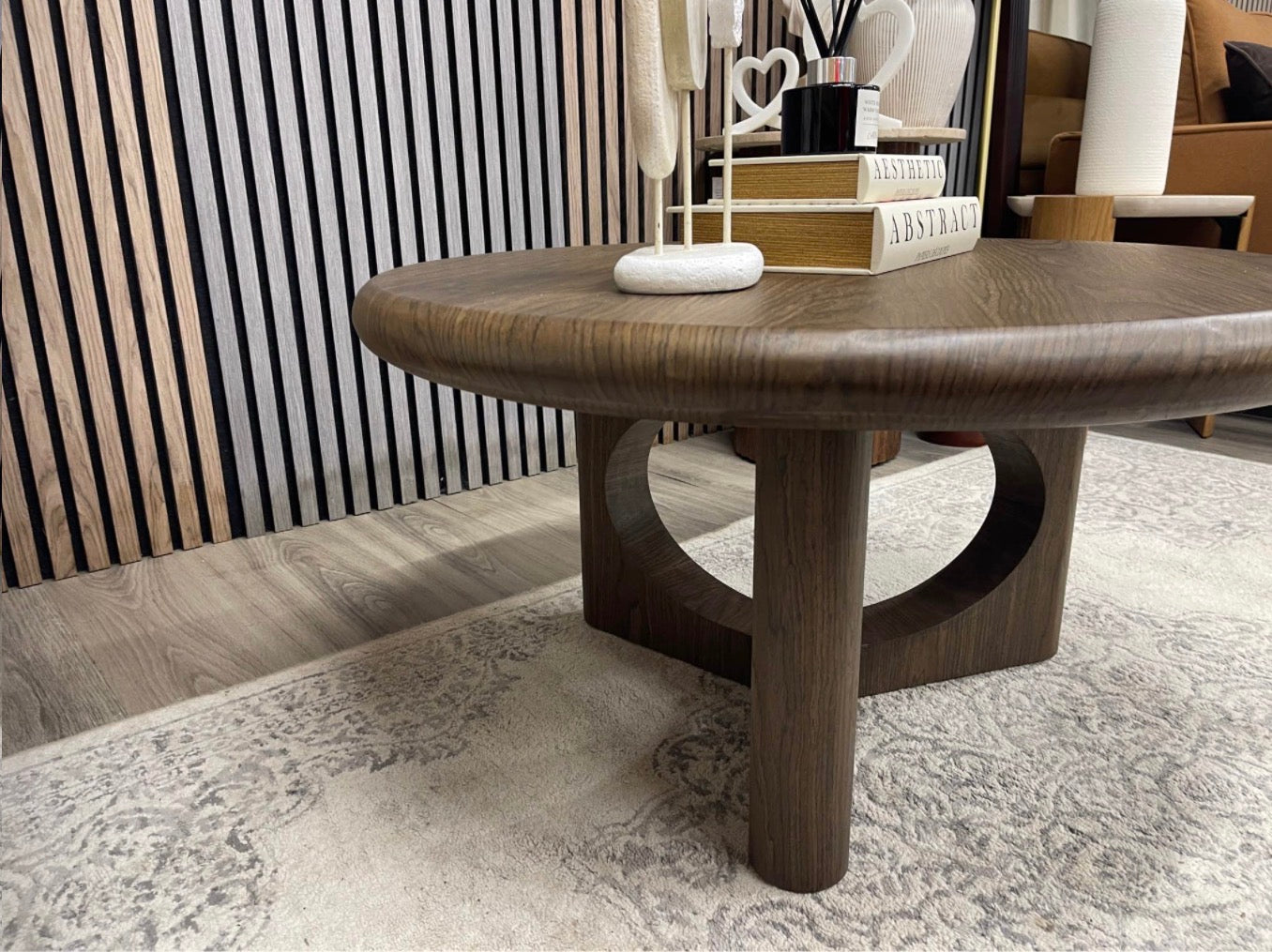 Round Walnut Effect Coffee Table
