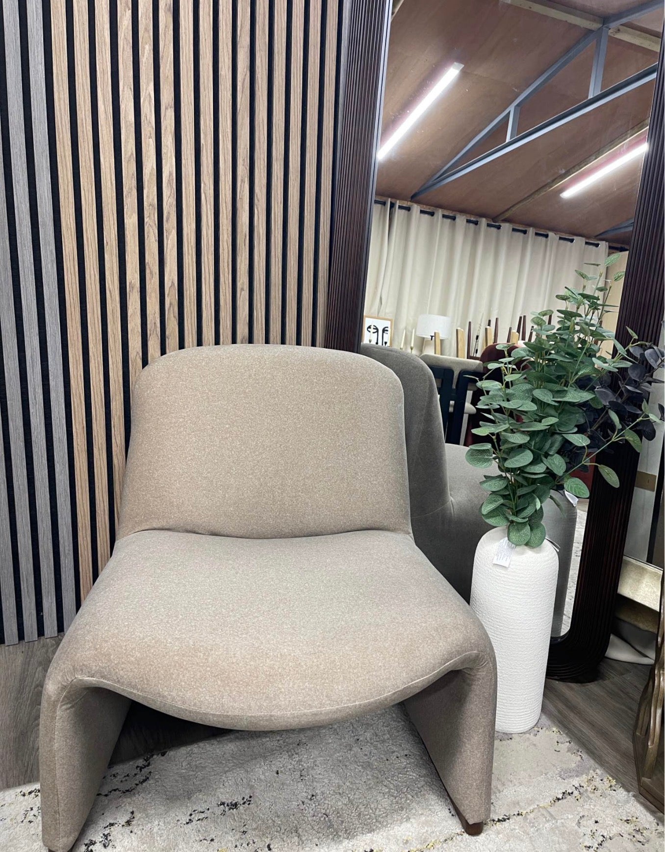 Arlet Latte Mohair Velvet Accent Chair