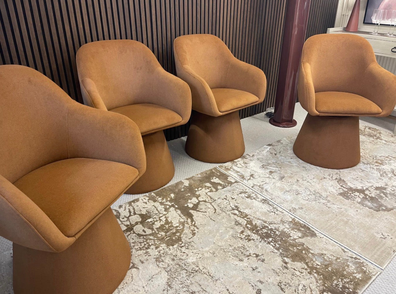 Herman Swivel Carver Dining Chairs x4