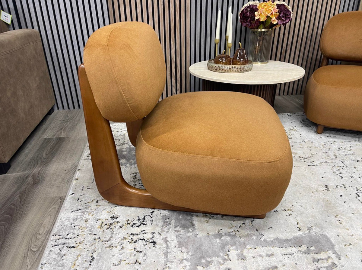 Didsbury Caramel Brown Mohair and Walnut Accent Chair