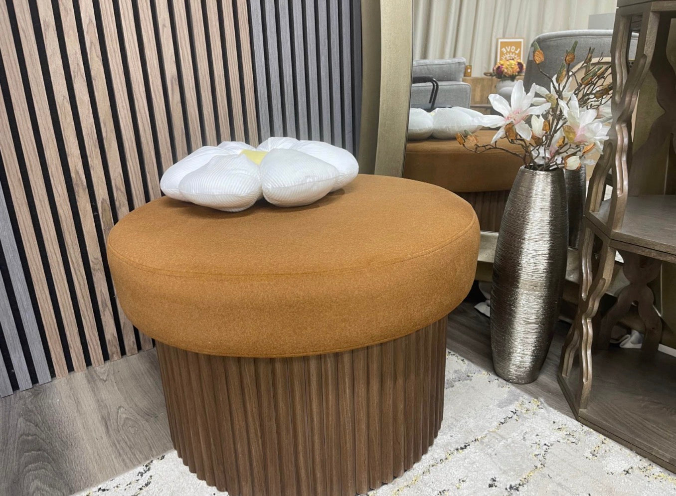 Caramel Velvet Storage Footstool