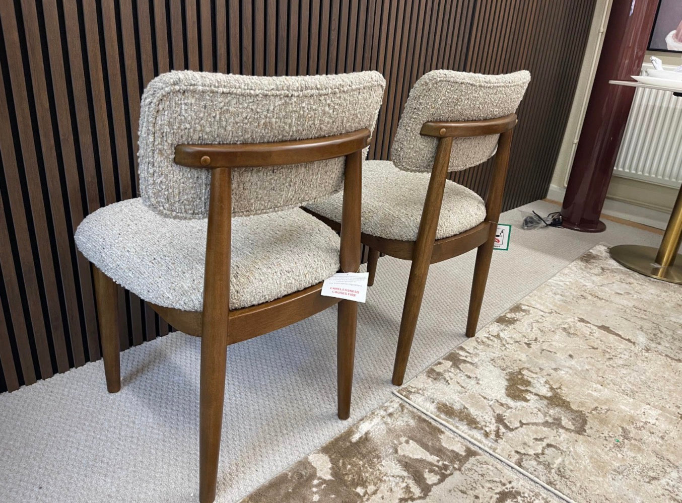 Next Tweedy Boucle Mink Dining Chairs x2