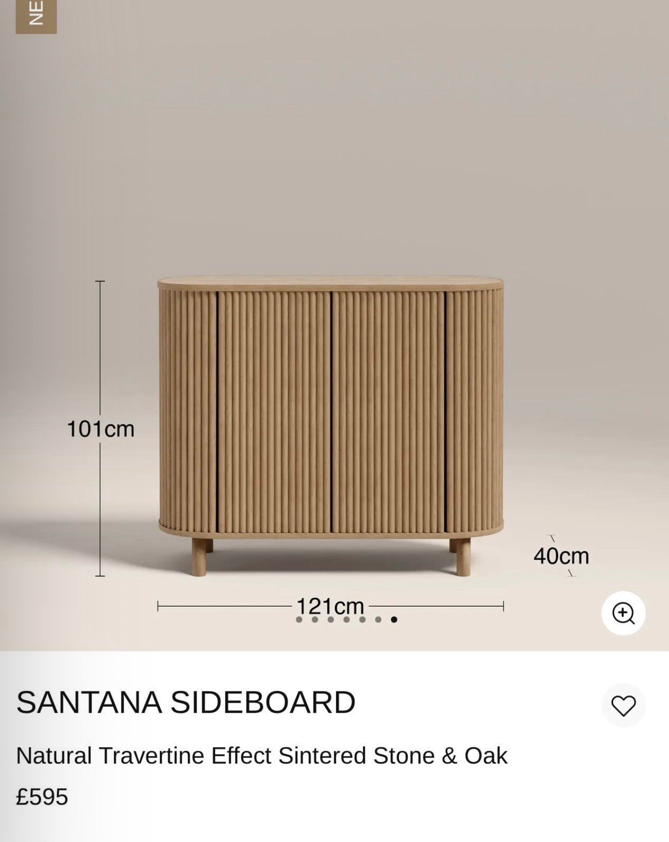 Santana Natural Travertine Stone And Oak Sideboard