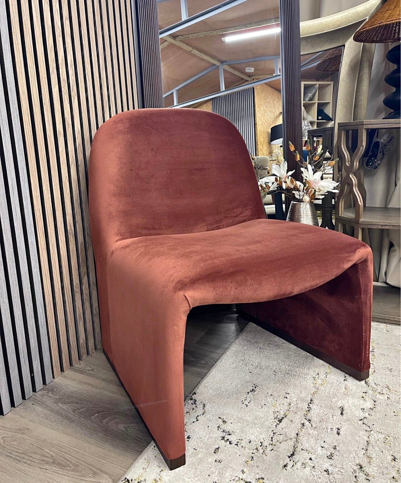 Arlet Rust Red Velvet Accent Chair