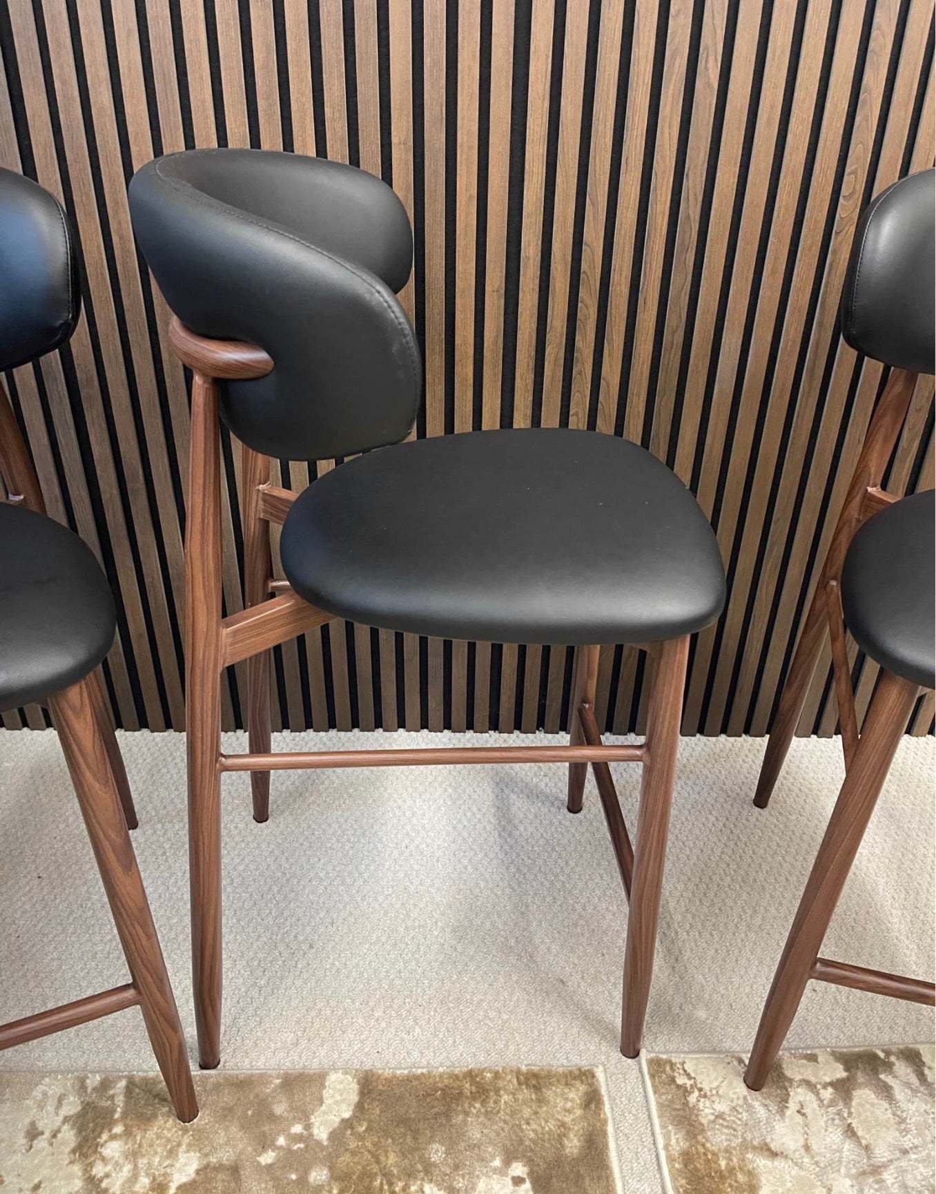 Halston Black Faux Leather Kitchen Stools X5