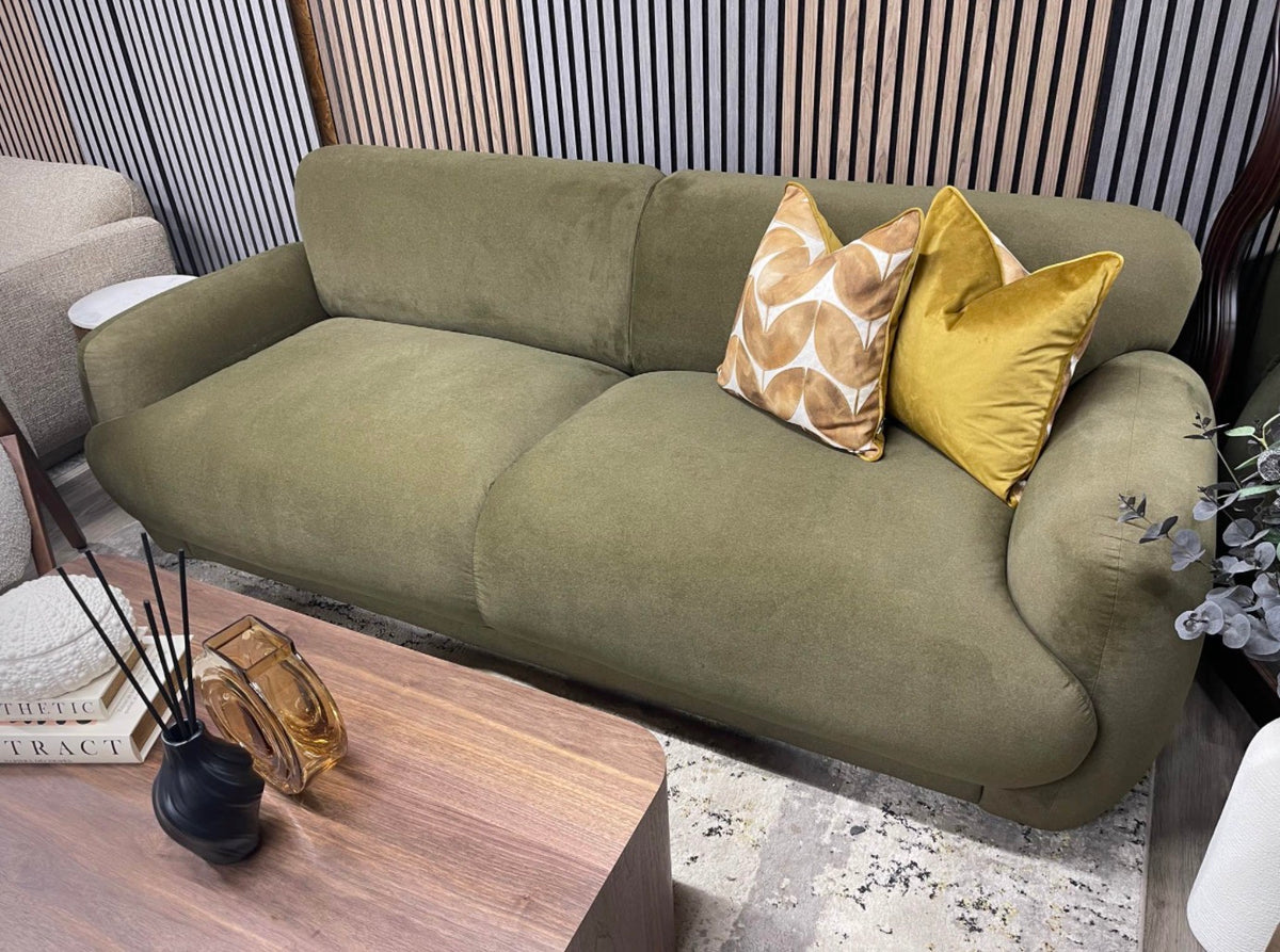 Cloud Moss Green Velvet 3 Seater Sofa