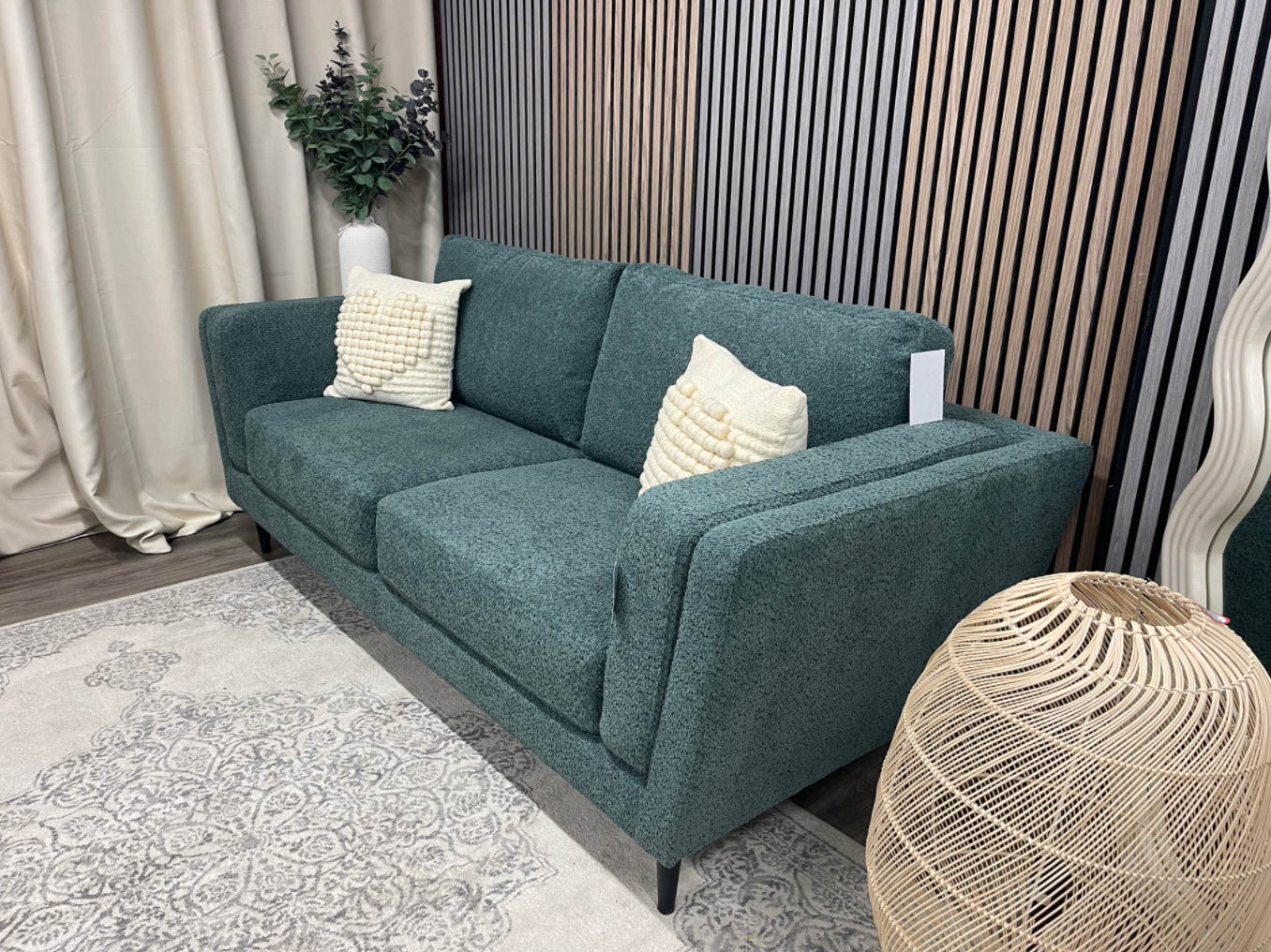 Teal Boucle 3 Seater Sofa
