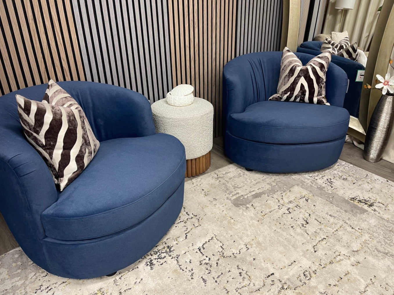 Set Of 2 Portland Mohair Ocean Blue Accent Chairs