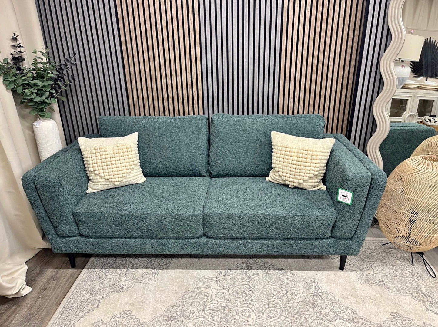 Teal Chenille 3 Seater Sofa