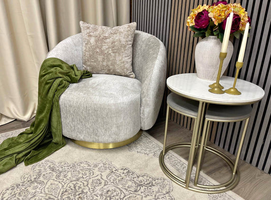 Next Lipsy Silver Grey Soft Chenille Swivel Accent Chair