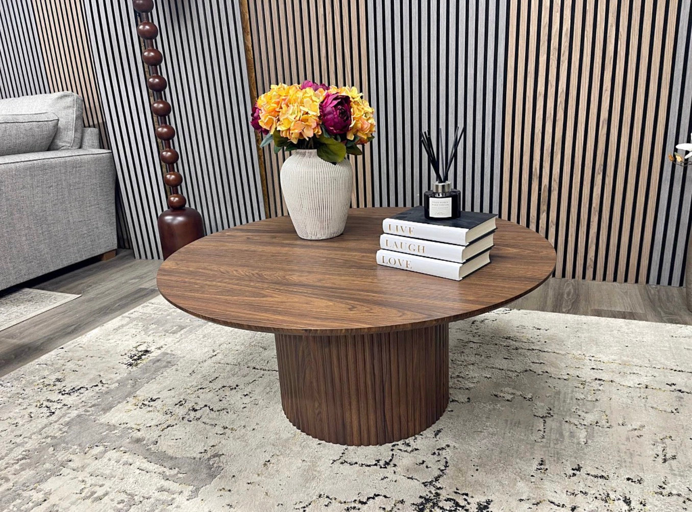 Round Walnut Coffee Table