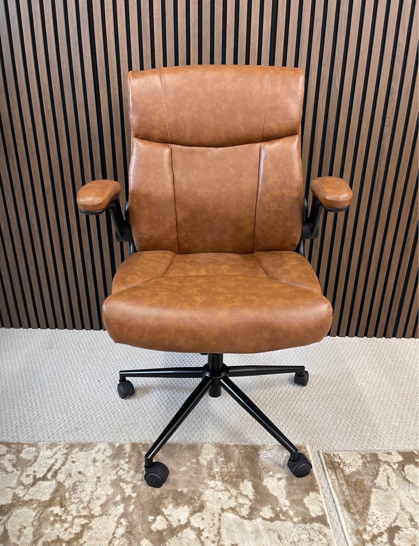Tan Faux Leather Office Chair