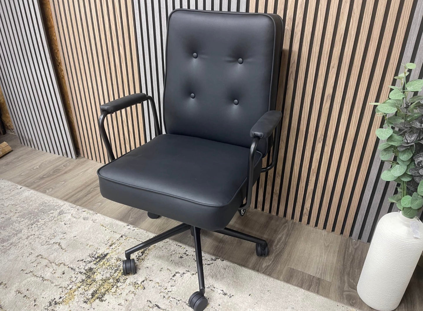 Black Faux Leather Office Chair