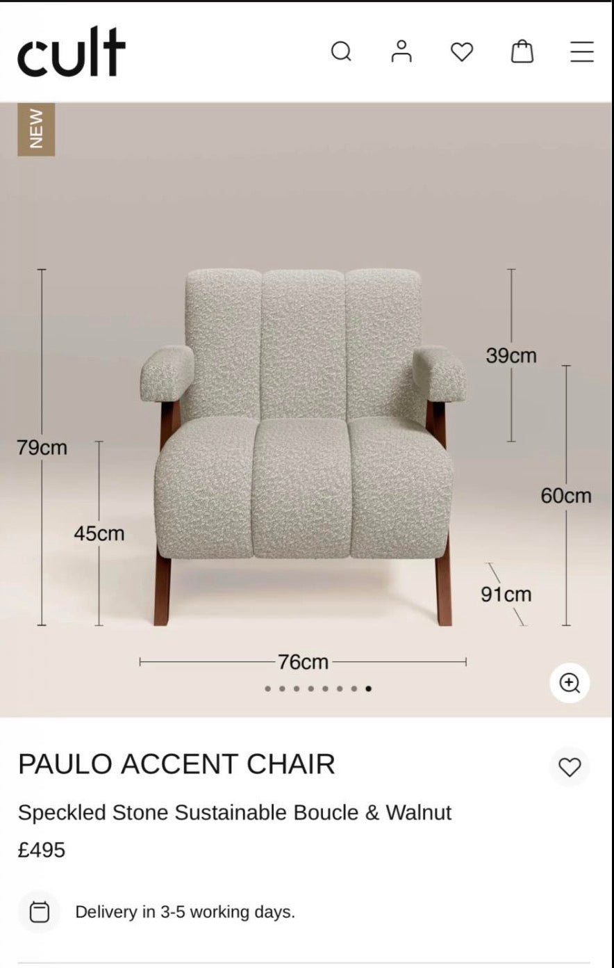 Paulo Boucle Accent Armchair