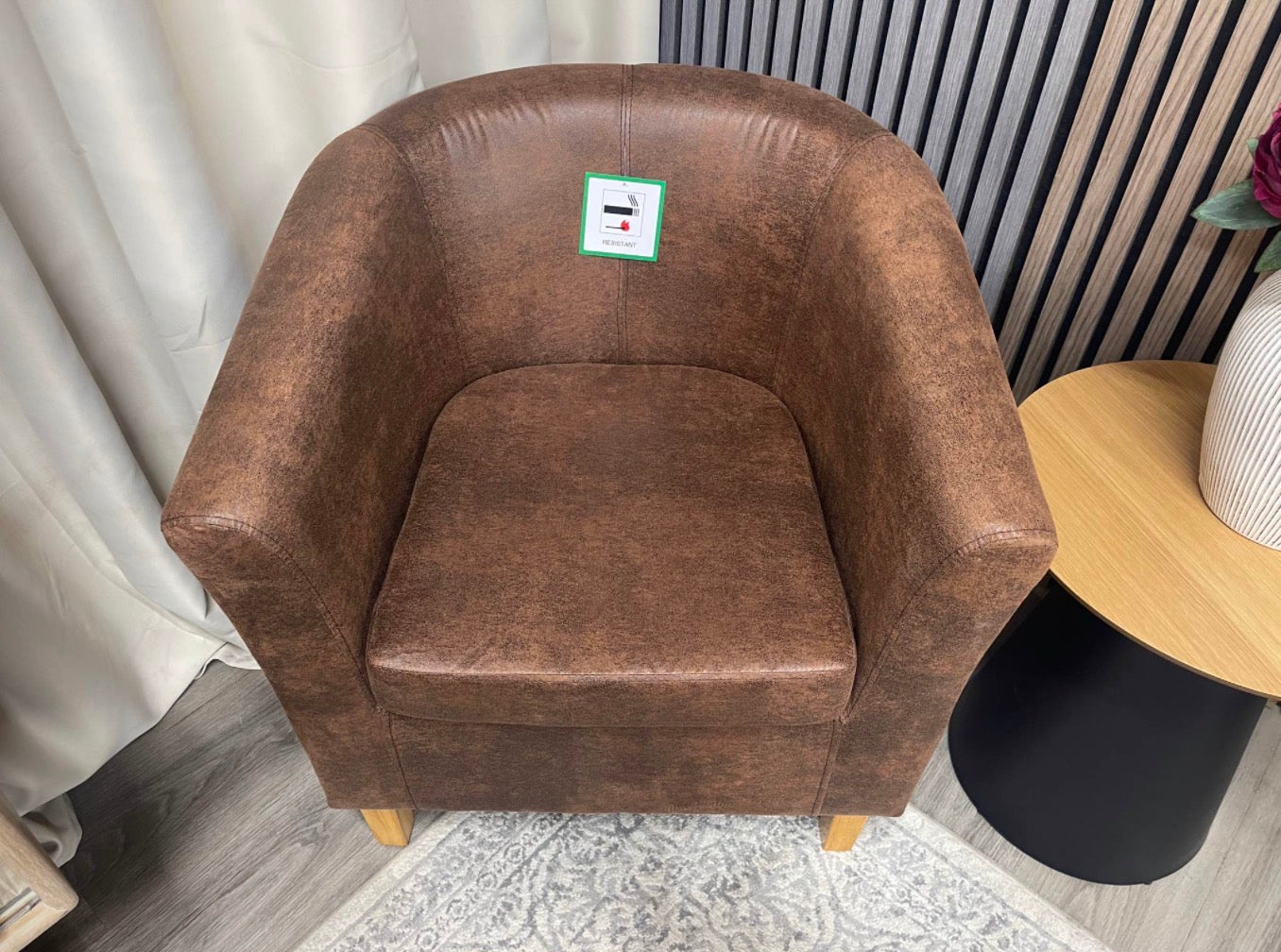 Brown Faux Leather Tub Chair