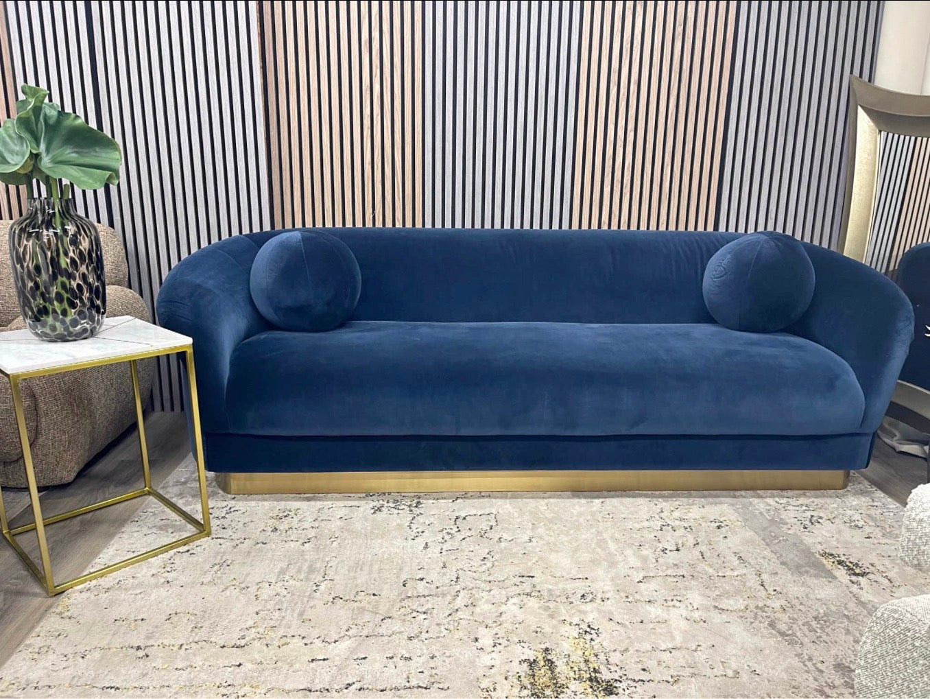Royal Blue Velvet Valentin 3 Seater Sofa
