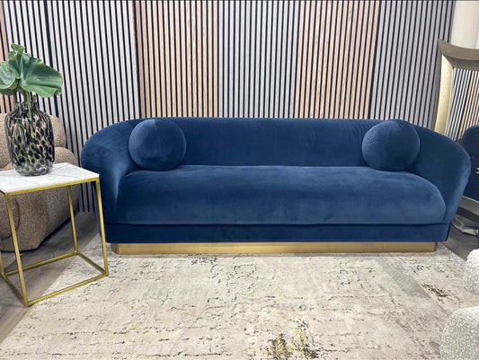 Royal Blue Velvet Valentin 3 Seater Sofa
