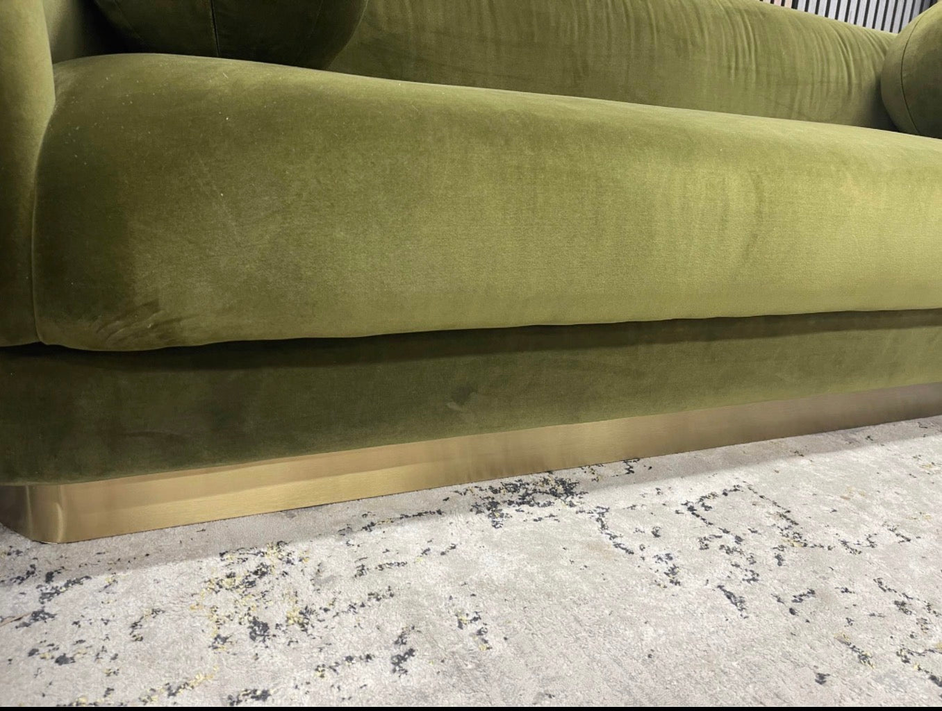 Valentin Moss Green Velvet 3 Seater Sofa