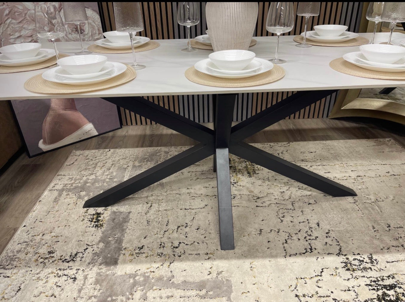 White Ceramic Rectangle 8 Seat Dining Table