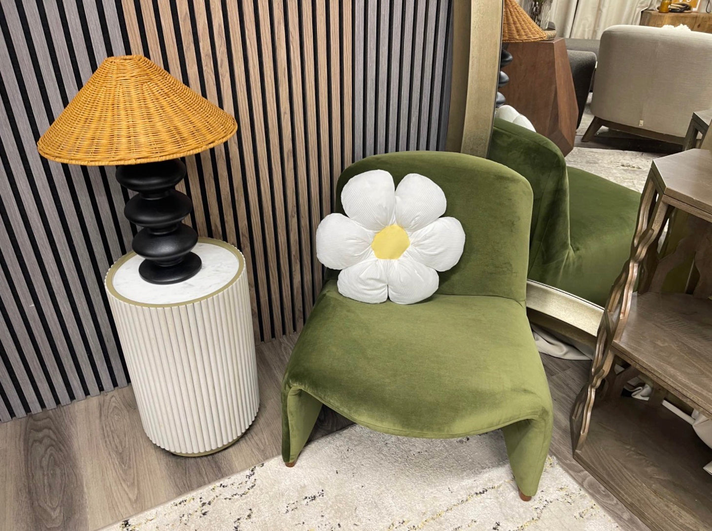 Arlet Olive Green Velvet Accent Chair