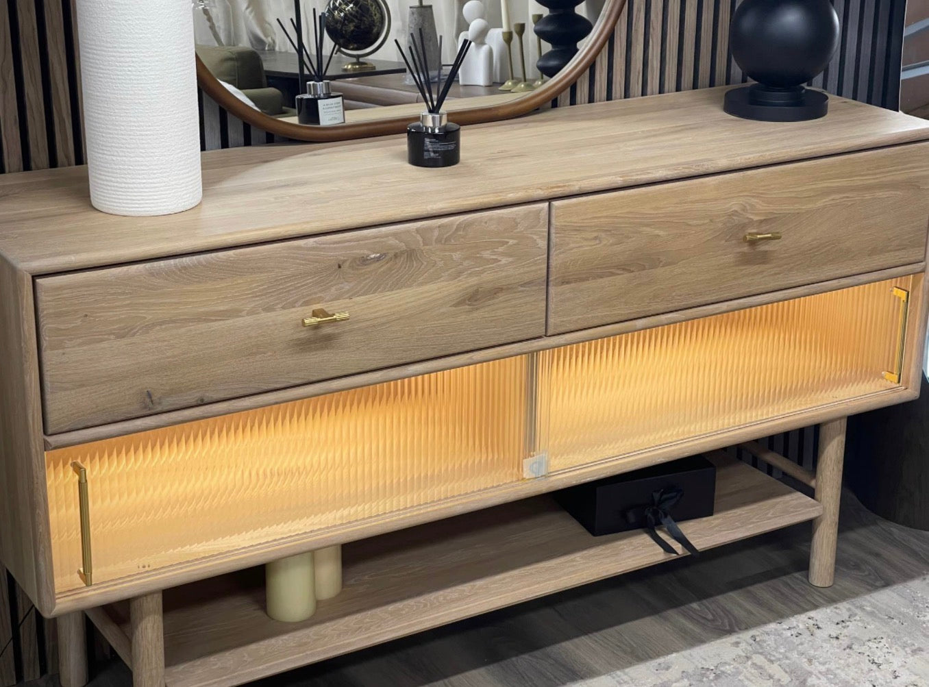 Komodo Large Oak Sideboard With Internal Lights