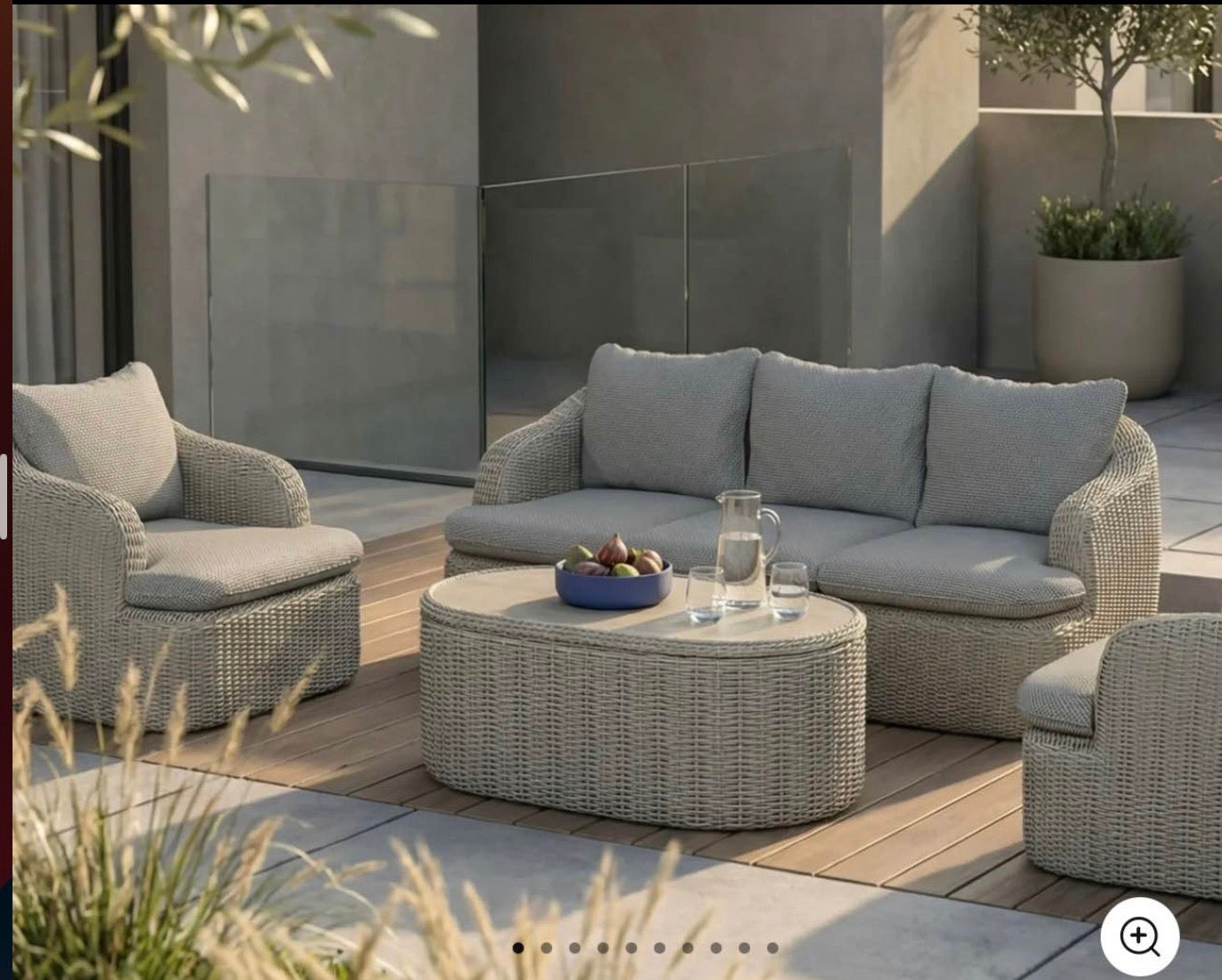 Lucia Smoke Natural Rattan Garden Sofa Set