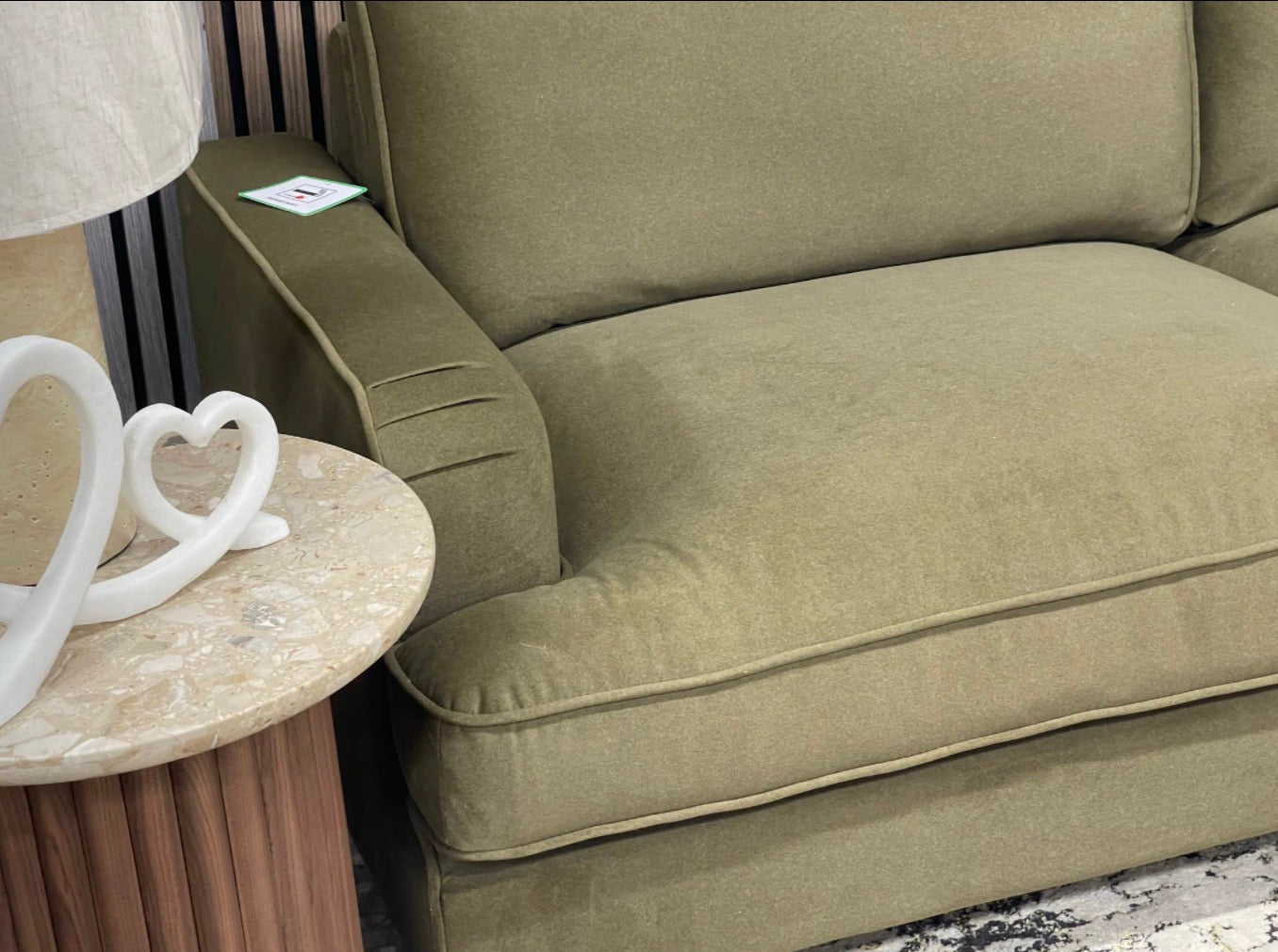 Moss Green Mohair Velvet 3 Seater Sofa