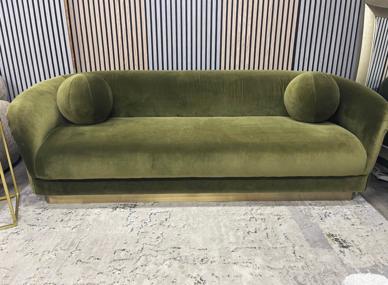 Valentin Moss Green Velvet 3 Seater Sofa